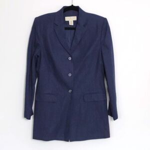Vintage 90s/Y2K Norton Mc Naughton Navy Linen Blend Long Blazer